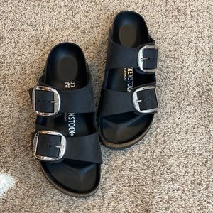 Black leather Birkenstock big Buckle 37